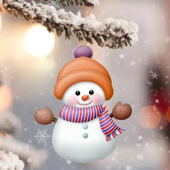 

Рождественские украшения Yousheng с именами, индивидуальные семейные снеговики, подвесные украшения для рождественской елки, акриловый кулон в виде снеговика красный