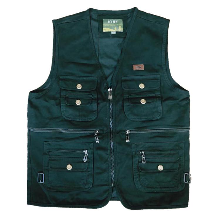 Vestă Militară Verde cu Buzunare Multiple fără Mâneci - Top Casual cu Fermoar Mărimi Mari pentru Toate Sezoanele