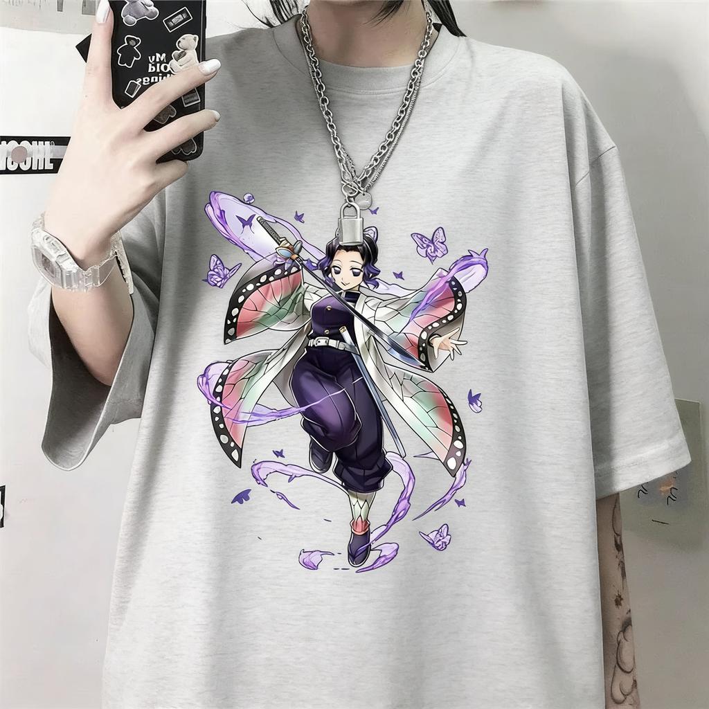 Summer Shinobu Anime Printed T-shirt Oversized Men Women Fashion Y2K Loose Casual Parent Child Top Harajuku Style