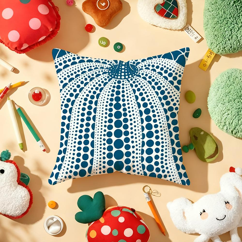 Y-Yayoi K-Kusama Abstract Art Cushion Cover Plush Fabric Soft Double-Sided Printed Sofa Warm Winter Home Gift Pillow Cover