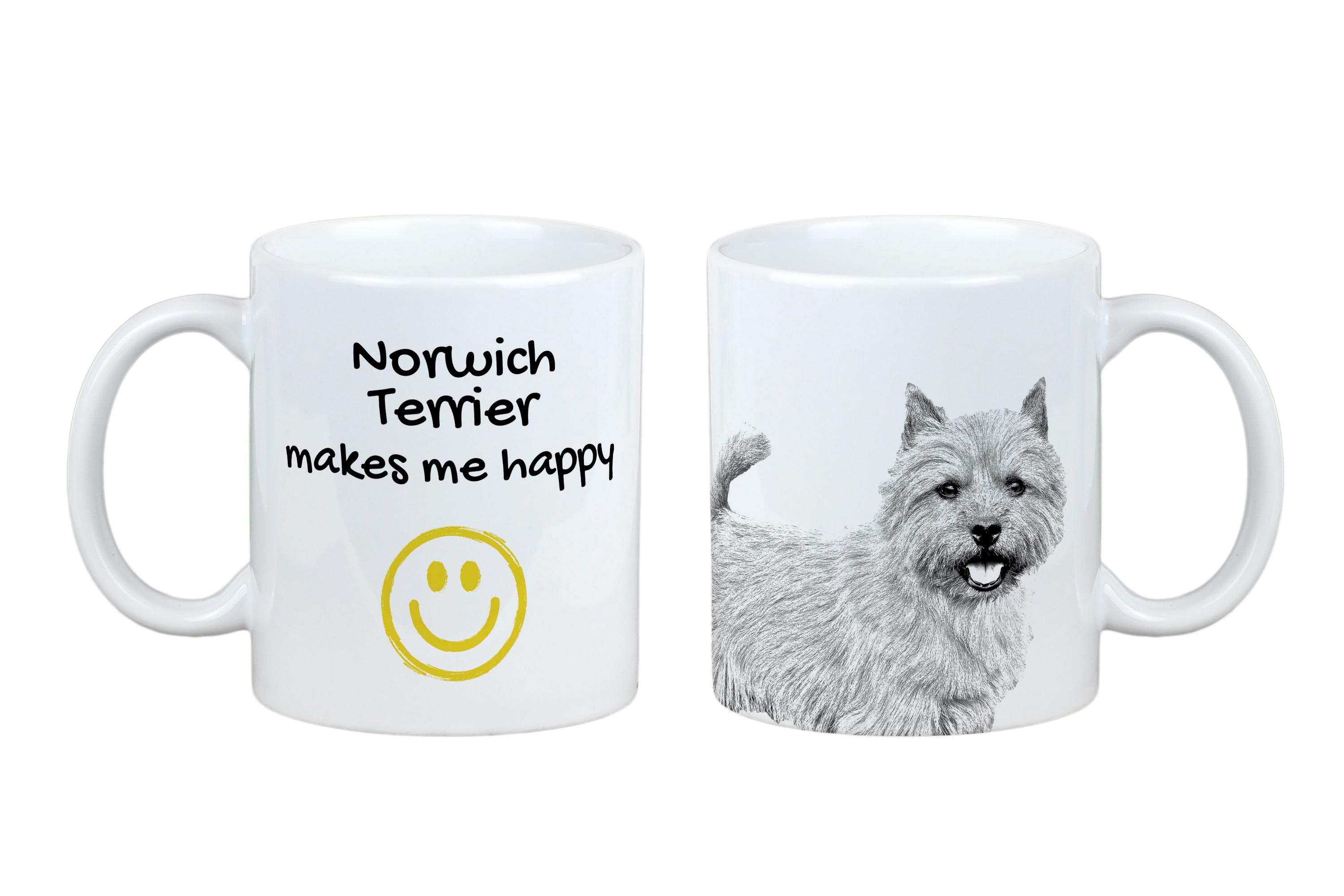

Norwich Terrier - cup with a dog, cheerful cup for a dog lover, personalized gift from the Art-Dog brand білий