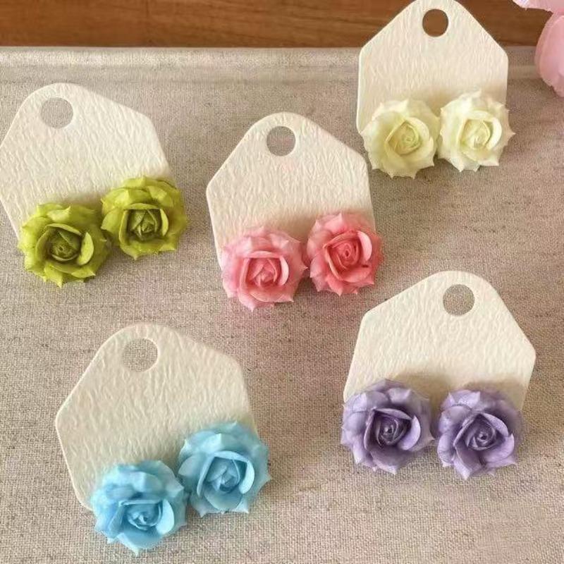 Silver Needle Resin Flower Pendant Earrings Fresh and Sweet Cute Wind Earrings Commuter Elegant Earrings Design Sense Niche