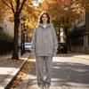 Unisex Loose Fit Zipper Hooded Cardigan Sweatshirt - Solid Color Casual Outerwear