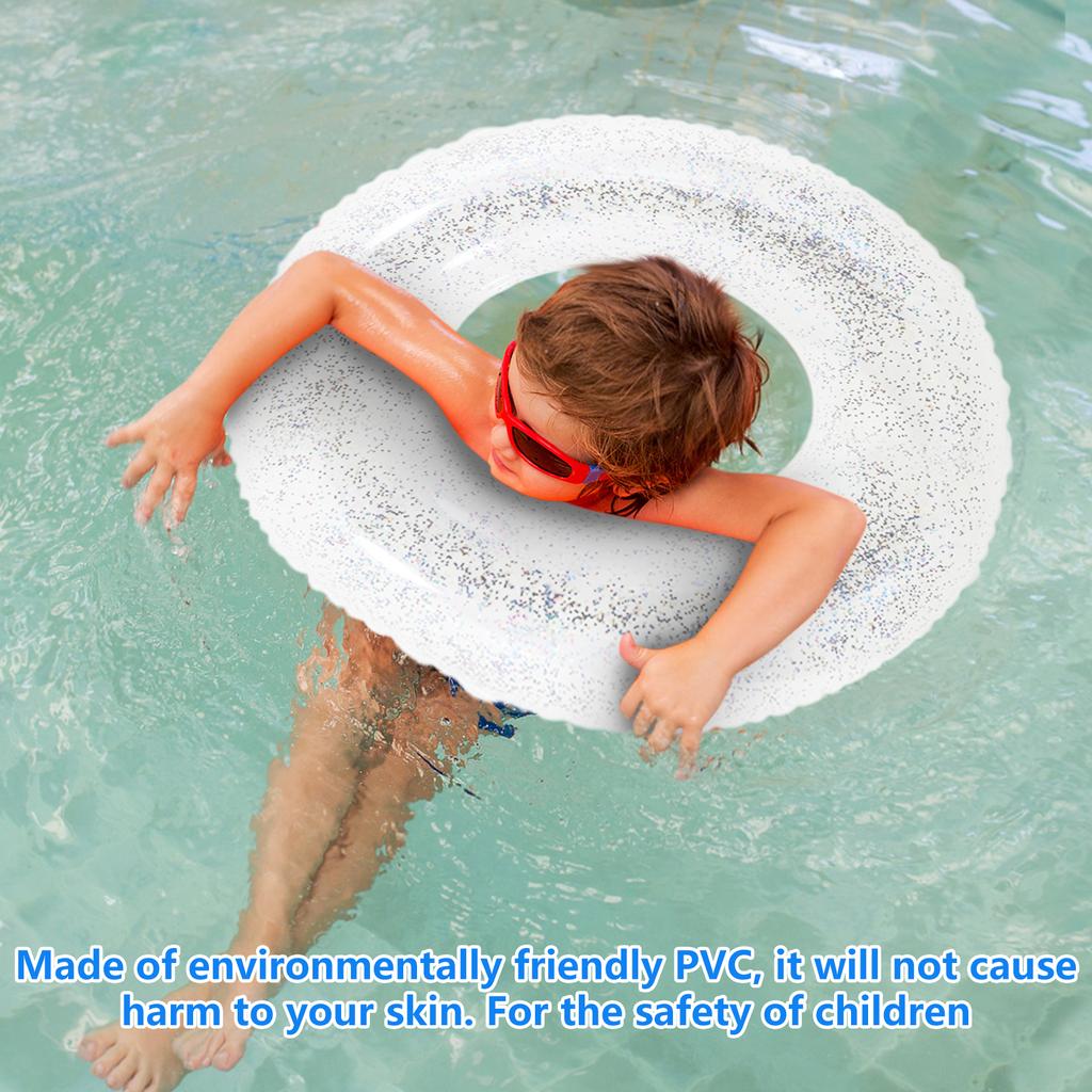 Inflatable Transparent Sequin Swimming Ring, Adult Thick PVC Inflatable Swimming Ring