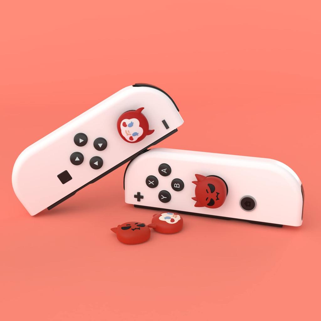 PlayVital Switch Joystick Switch Lite Daumenstick Silikon Analogstick Kappen Abdeckungen für OLED Switch Lite Daumengriff Wippen Kappen für OLED Switch Devil