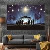 Background Cloth for Baptism Celebration - Shepherd and Jesus Birth Night Scene No Power Required