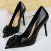 Women's 7 Cm 10 Cm Patent Leather Flowers Women Pumps Sexy Pointed Toe Thin Low Heels Wedding Elegant Party Shoes Zapatos Mujer