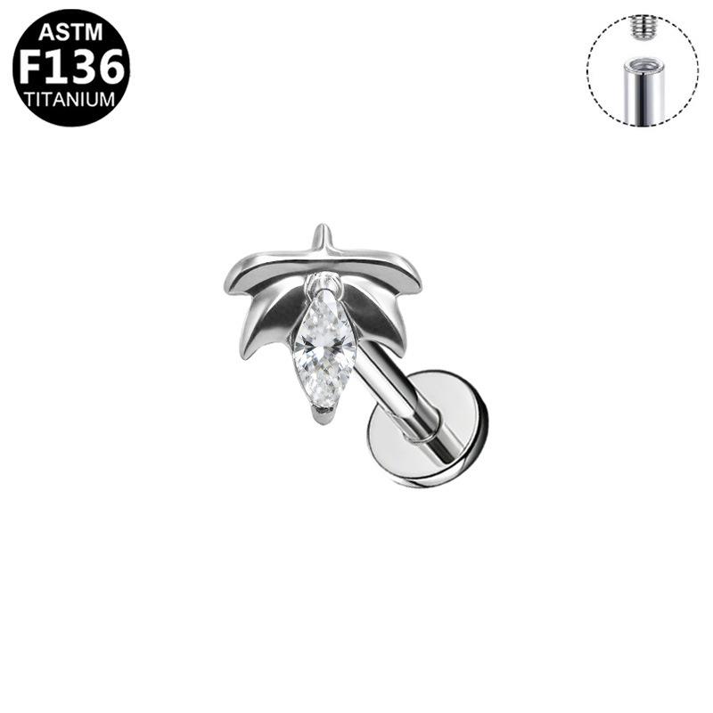 Titanium G23 Heart-shaped Zirconia Ear Stud with Internal Thread - Fashionable and Personalized Piercing Jewelry