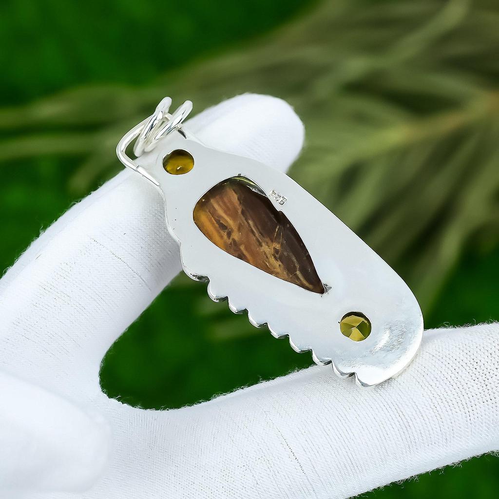 Regalo Per Lei Pendente in Argento Sterling 925 con Pietra Preziosa Naturale di Diaspro Serpente Rosso