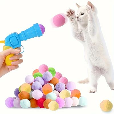 20/50/100pcs Cat Toy Hair Ball Launcher Boring Toy High Elastic Hair Ball Bite Resistant Cat Pet Ball Set
