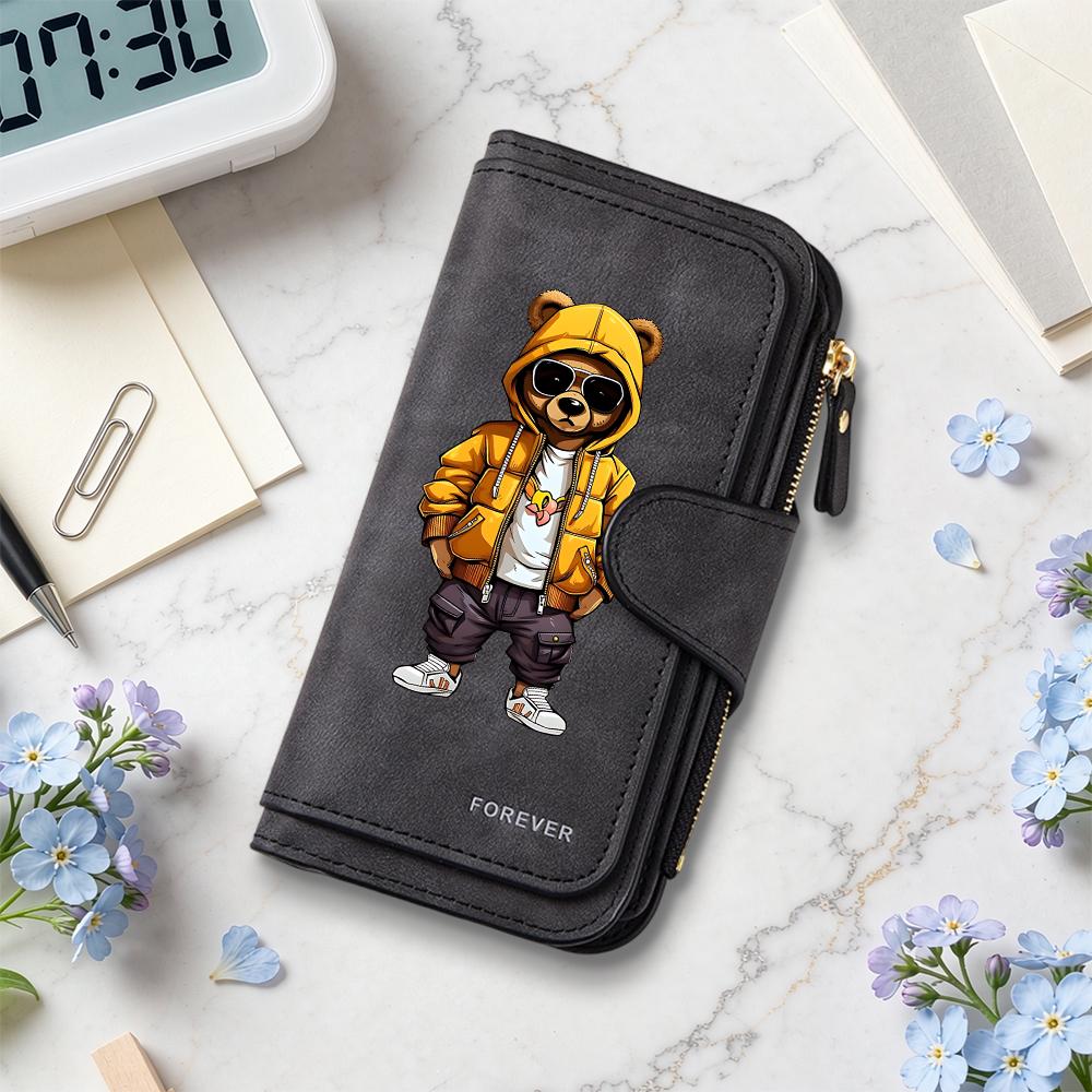 Fashion Cool Bear Pattern Wallet Large Capacity Multi Card Slot Purse