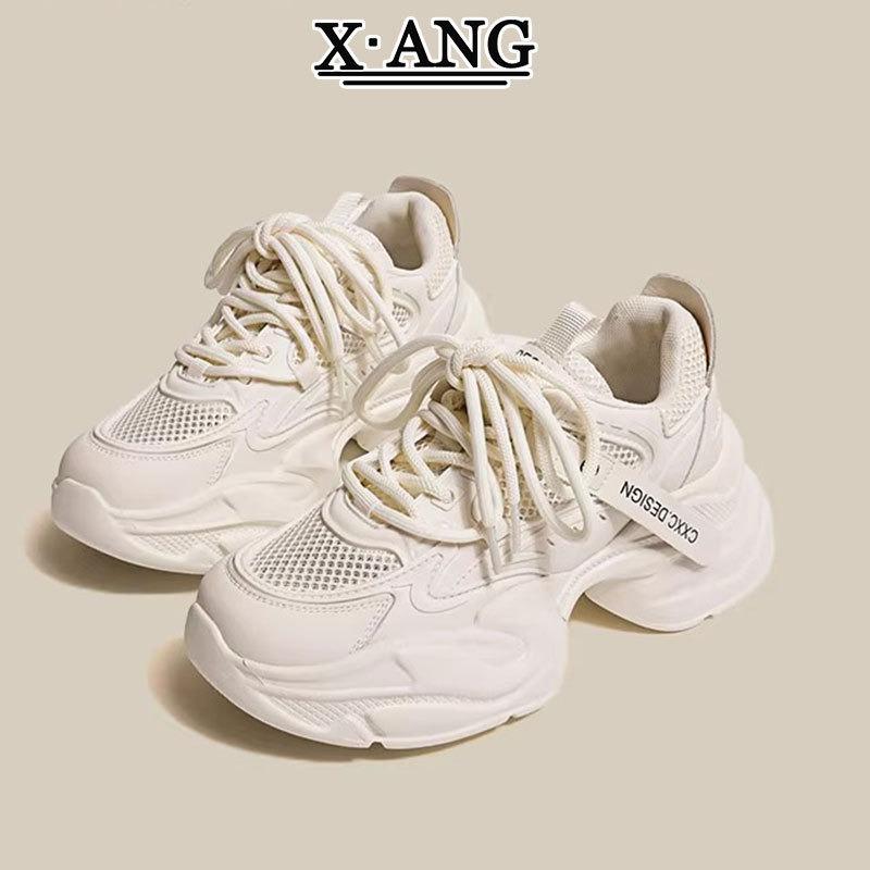 Leather Dad Shoes Children's Spring and Summer New Mesh Breathable Thick Sole Heightening Lightweight Casual Sports Shoes