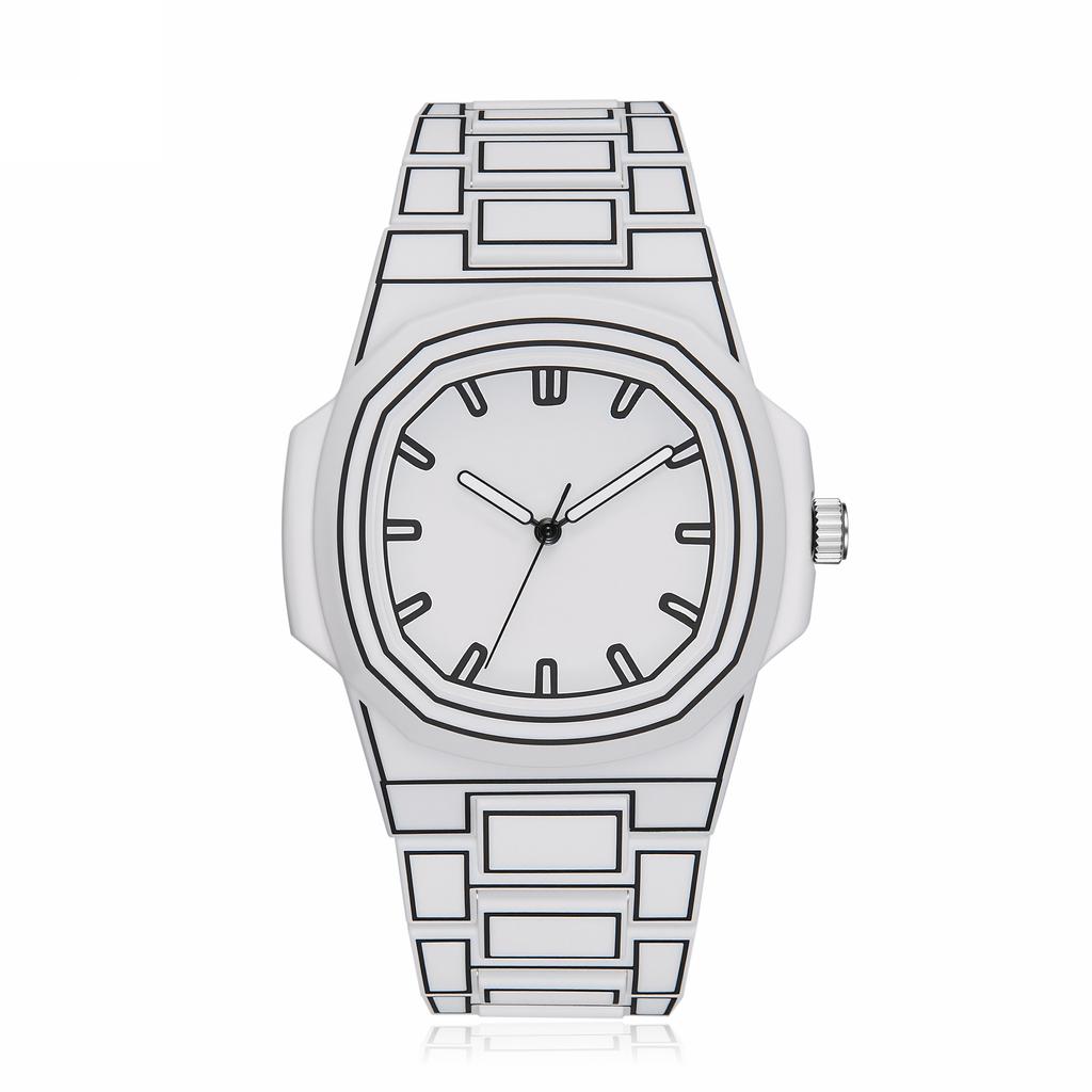 2025 New Fashionable Creative Men's Women's Watches Printed Lines Painting Design Octagonal Waterproof Quartz Watch Reloj