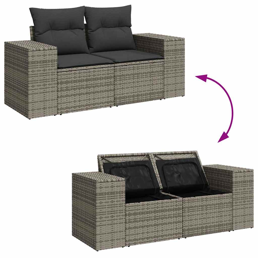 Vidaxl 6-Cz. Garden Furniture Set With Cushions, Grey, Poly Rattan