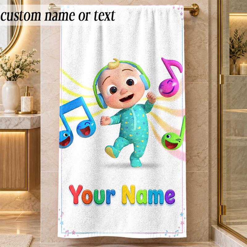Beach TowelCocomelon Custom Name Text Personalized Soft Towel for Beach Pool Indoor Home Decor Gift