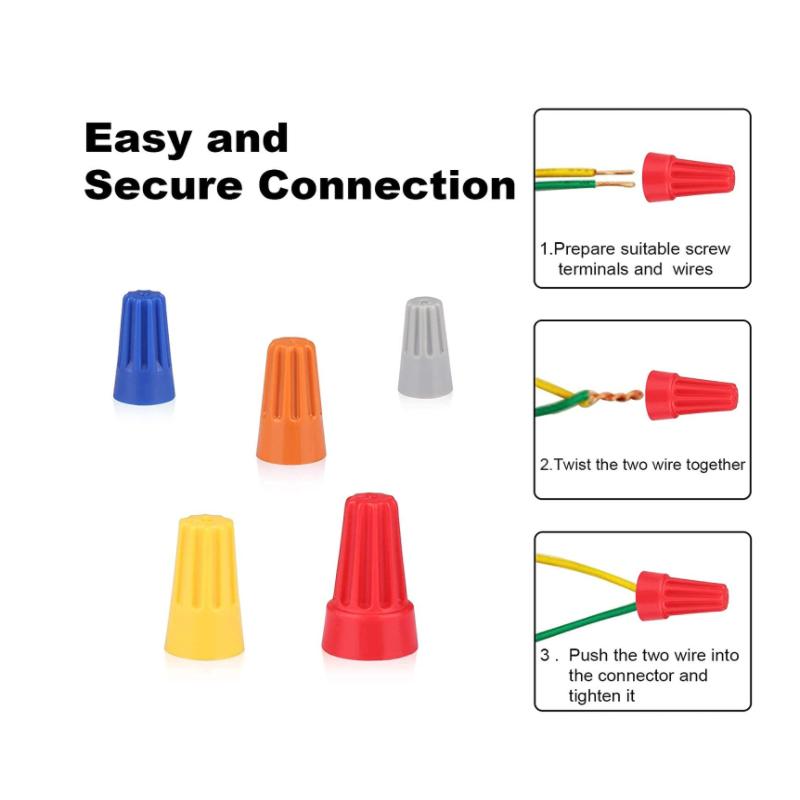 25pcs Quick Wire Connector Colorful Electrical Insulated Crimp Twist Terminal 0.2-10mm Nut Spring End Cap Connection
