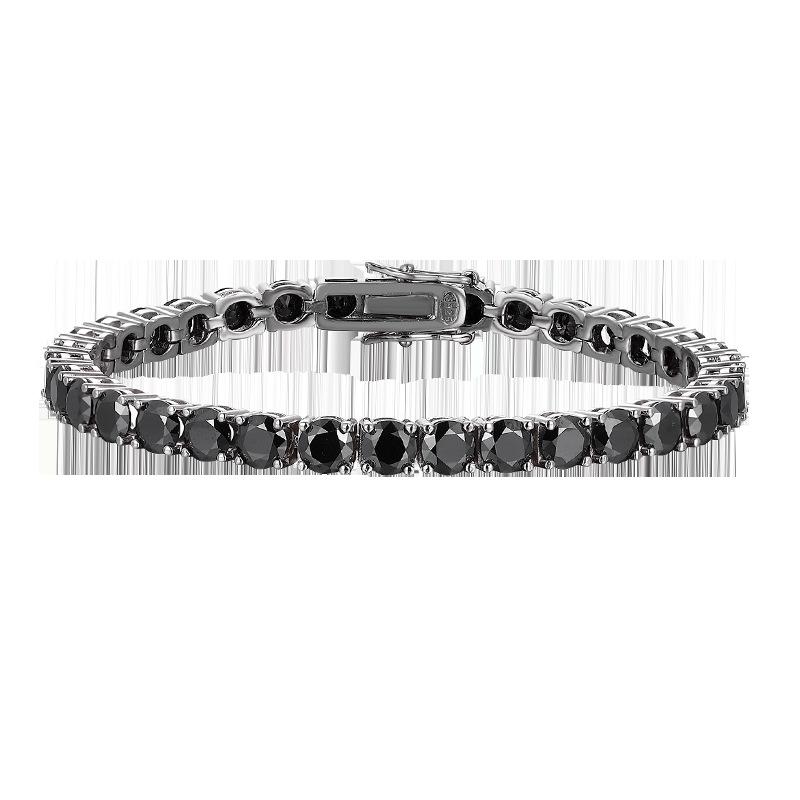 Bague Ringen Schwarzes Diamant-Moissanit-Armband für Herren, voller Diamant, S925, reines Silber, luxuriöse, einfache Tenniskette über Bohrstift mit Zertifikat