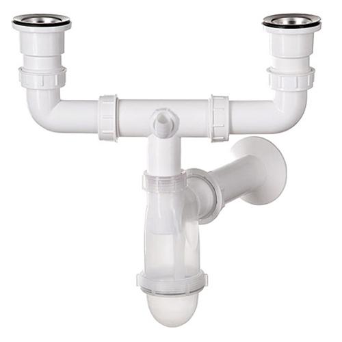Double Transparent Sink Siphon + Dishwasher Connection
