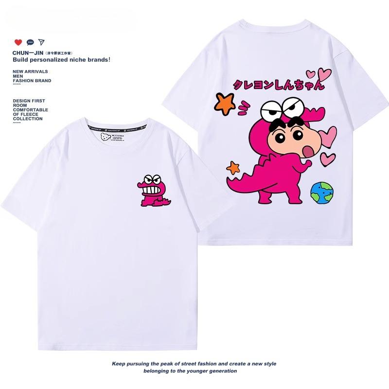 Crayon Shin-chan Co-branded Waniyama San Graphic T-shirt Summer 100% Cotton Cute Women T-shirt Fashion Loose Couple T-shirt