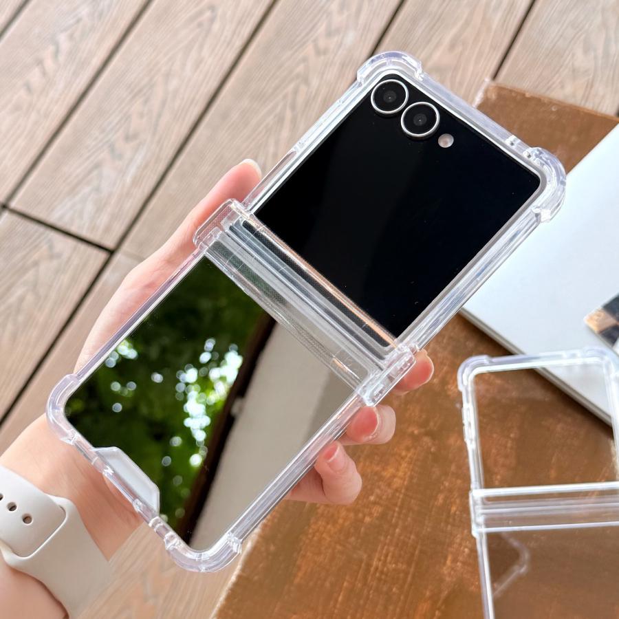 Dla Samsung flip7 Lustro do Przezroczysta Obudowa dla Samsung Galaxy Z Flip 7 6 4 3 Twardy Akryl Poduszka Powietrzna Odporna na Wstrząsy Pokrowiec