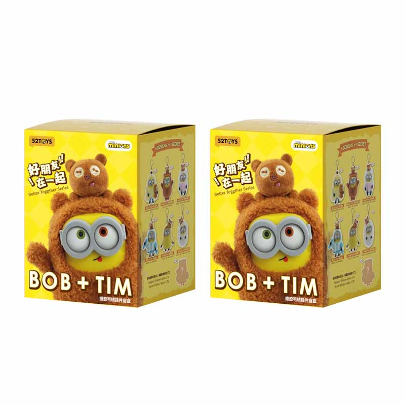 52Toys Bob&Tim Minions Better Toggther Series Movie Character Cute Doll Backpack Pendant Toy Mystery Box Surprise Periphery Gift