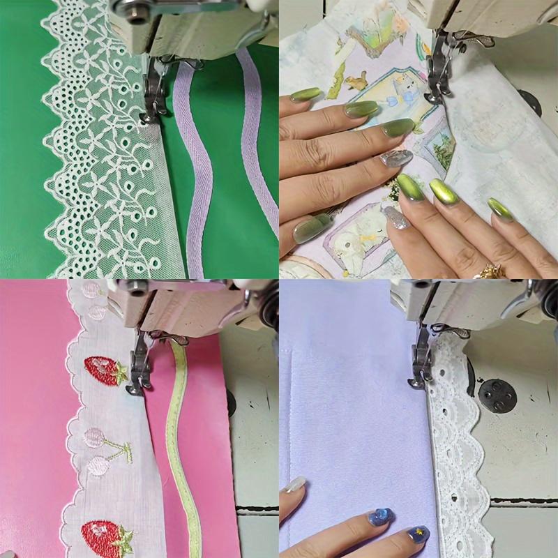 1pc Lower Folded Edge Presser Foot 3 Sizes Stainless Steel Flat Seamer Rolled Hem Machine Zipper Presser Foot General Sewing Machine