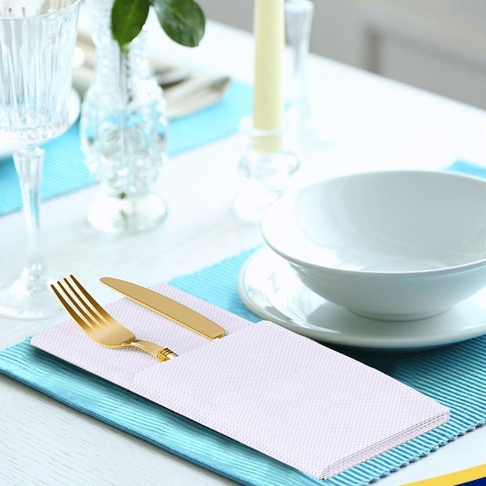 Thicken Built-in Flatware Pocket Paper Napkins Convenient Dinner Napkins  Cafe Supplies
