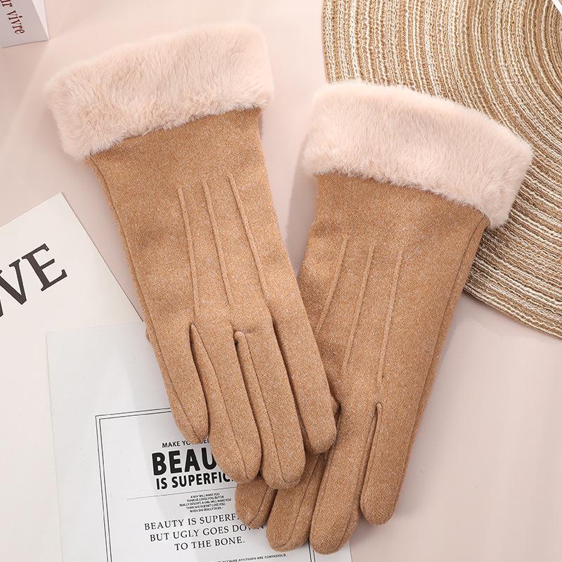 Unisex Fleece-Lined Suede Gloves for Outdoor Cycling and Driving - Cold-Proof, Touchscreen-Enabled for Autumn and Winter.