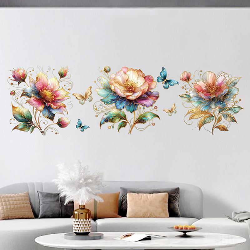 

3D Красочные Цветы Наклейки На Стены Гостиная Спальня Диван Фон Художественное Украшение Шкаф Дверь Шкафа Наклейки Съемные 30x30cmx3pcs