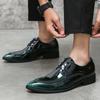 Británie Pánské Oxfordky Černé Zelené Špičaté Lakovaná Kůže Společenské Ležérní Boty Svatba Ples Obchodní Obuv