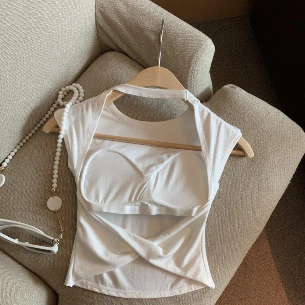 Женский летний однотонный топ-майка без спинки, многофункциональный спортивный повседневный топ без рукавов one size белый