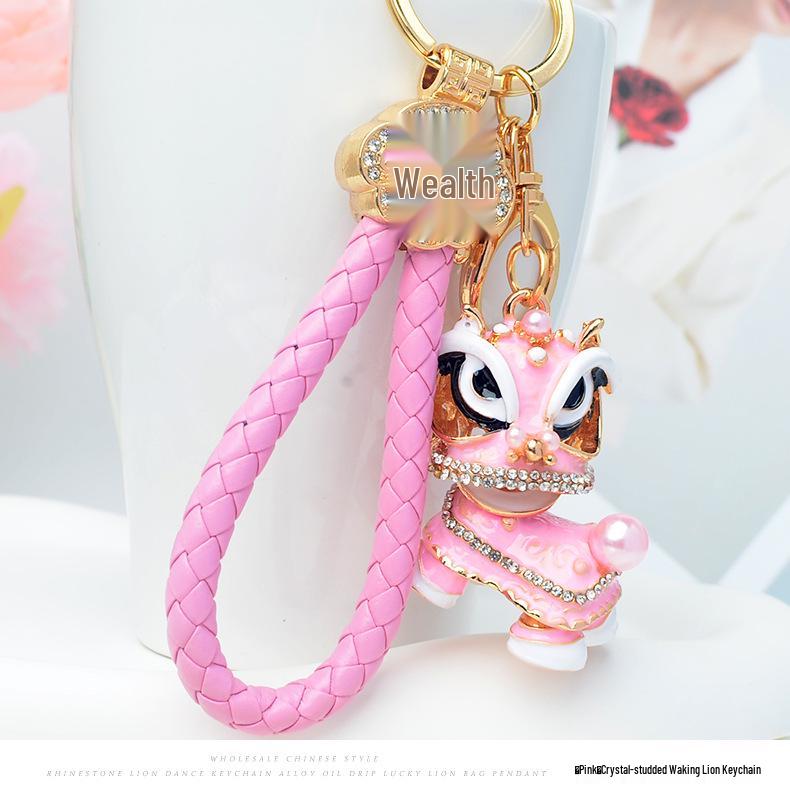 Chinese Lion Dance Keychain - Traditional Style Lion Charm