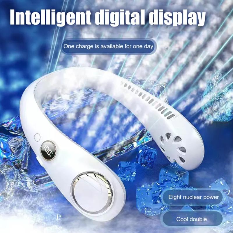 3000mAh Portable Hanging Neck Fan Bladeless Fan Personal Wearable Neckband Leafless Fan USB Rechargeable Fan Mini Air Cooler