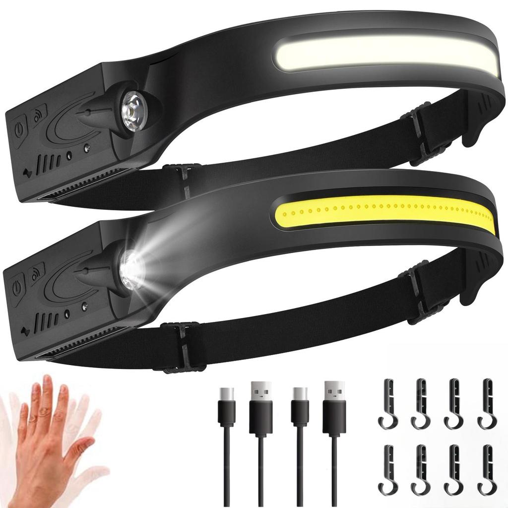 USB Rechargeable LED Headlamp for Cycling & Night Running - High-Intensity, Cross-Border Wave-Sensing