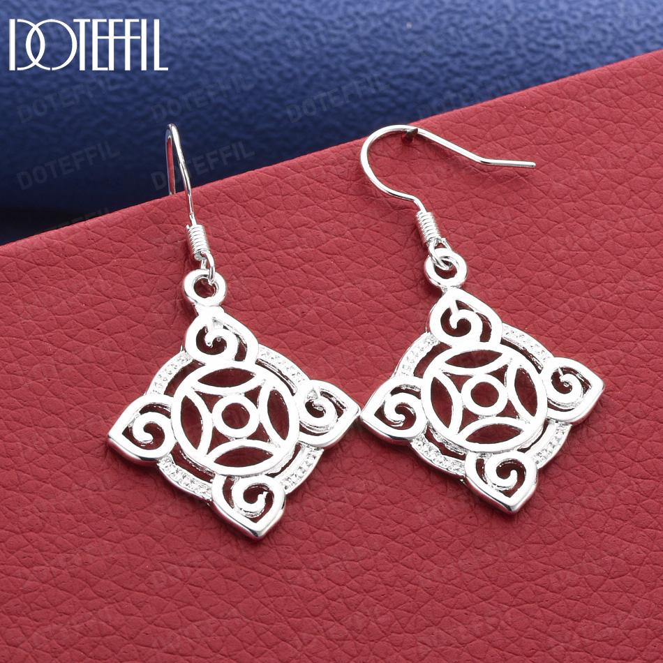 925 Sterling Silver Openwork Art Pendant Earrings - Exquisite Gift Jewelry 4.30*2.50cm