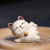 Chinese Purple Clay Tea Pet Handmade Lucky Cat Sculpture Animal Ornaments Statue  Decor Tea Figurine Crafts Tea Set Decoration