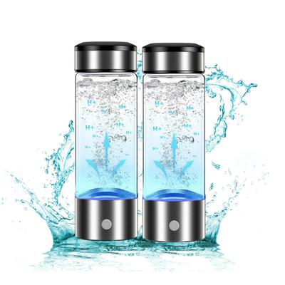 400-450ML 2 Pcs Water Cup Transparent USB Rechargeable Rapid Electrolysis Hydrogen-rich Hydrogen Water Bottle Water Ionizer Machine Hydrogen