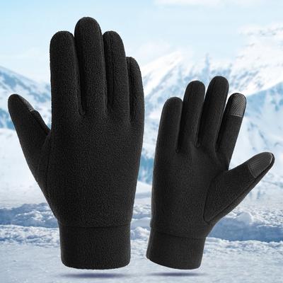 Mănuși calde din fleece cu două straturi, cu funcție de ecran tactil, mănuși de iarnă, izolate cu pluș, pentru bărbați și femei