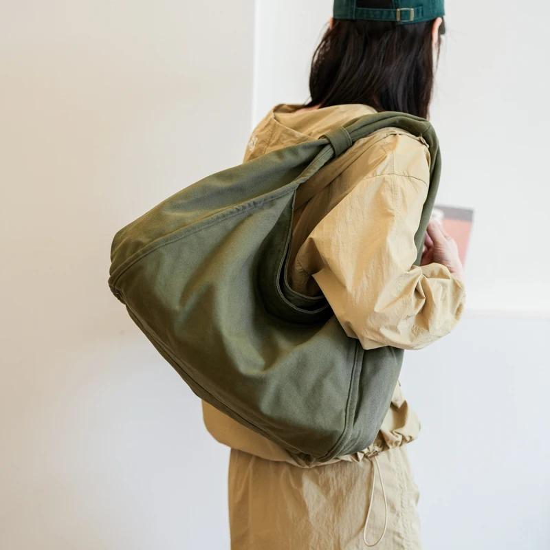 Damen-Umhängetasche Große Canvas-Handtaschen für Damen 2026 Cott-Stoff Fashi Koreanische Weibliche Lässige Tragetaschen Pastorale Einfache Tasche