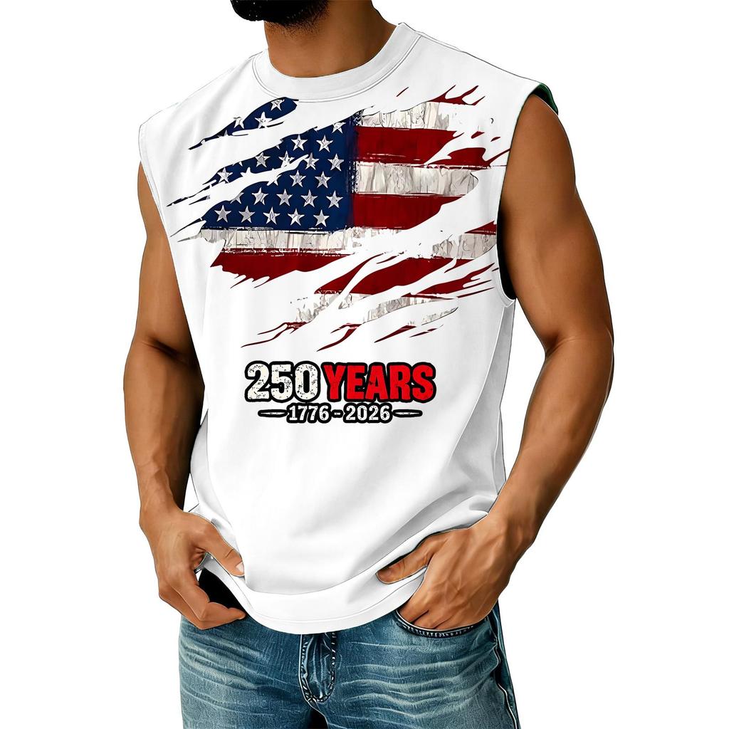 Men's Casual Independence Day Printed Tank Top