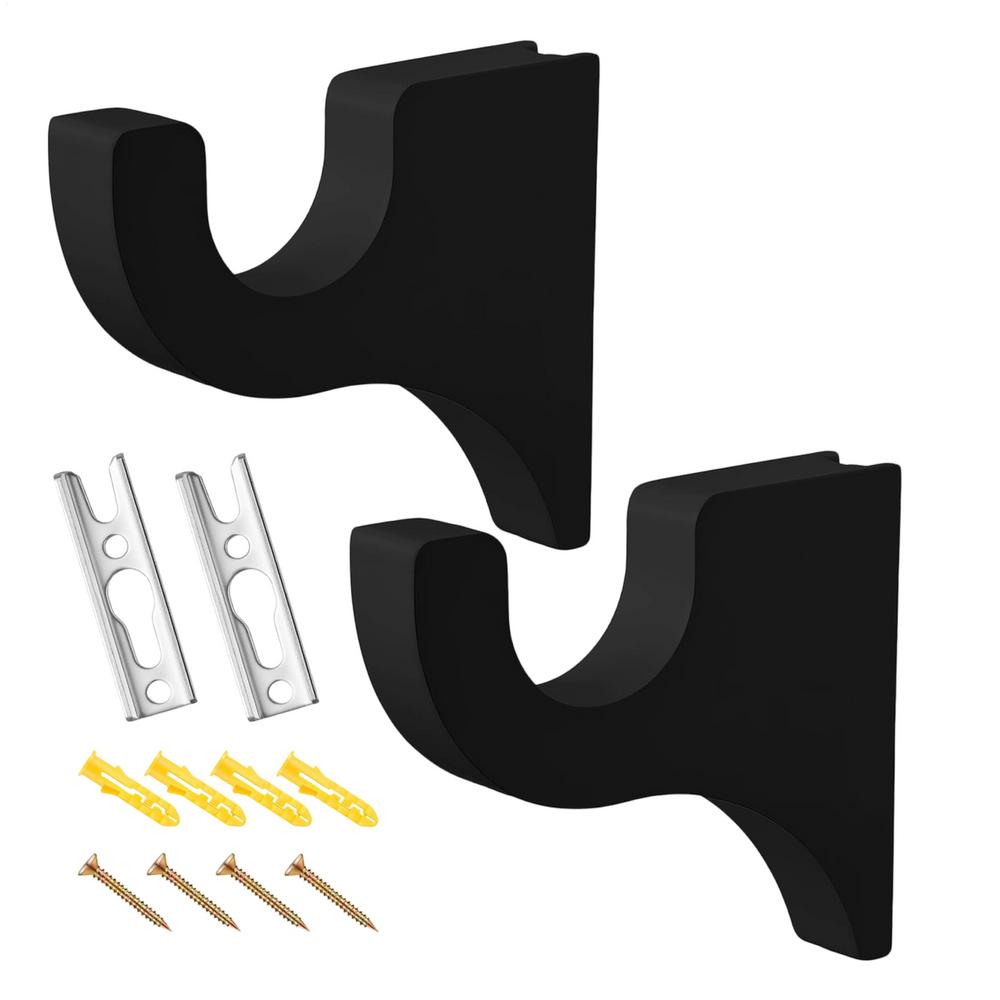 

Window Hardware Rod Holders 2 Pieces Wood Window Hardware Mount Drapery Rod Hooks for Ceiling Wall Shower Closet Bathroom чорний