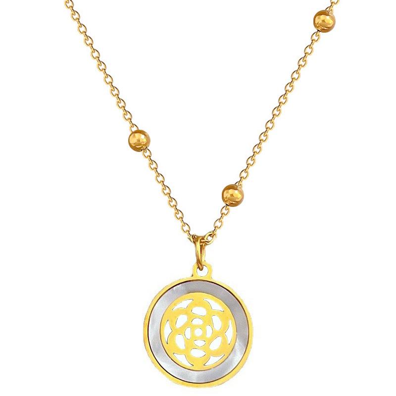 Titanium Steel Shell Camellia Minimalist Stove Real Gold Necklace Female Collarbone Chain Accessories