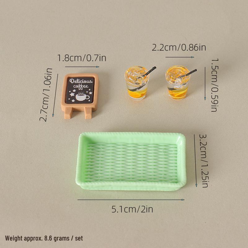 Miniature Dollhouse Food & Drink Tray Set Ornaments