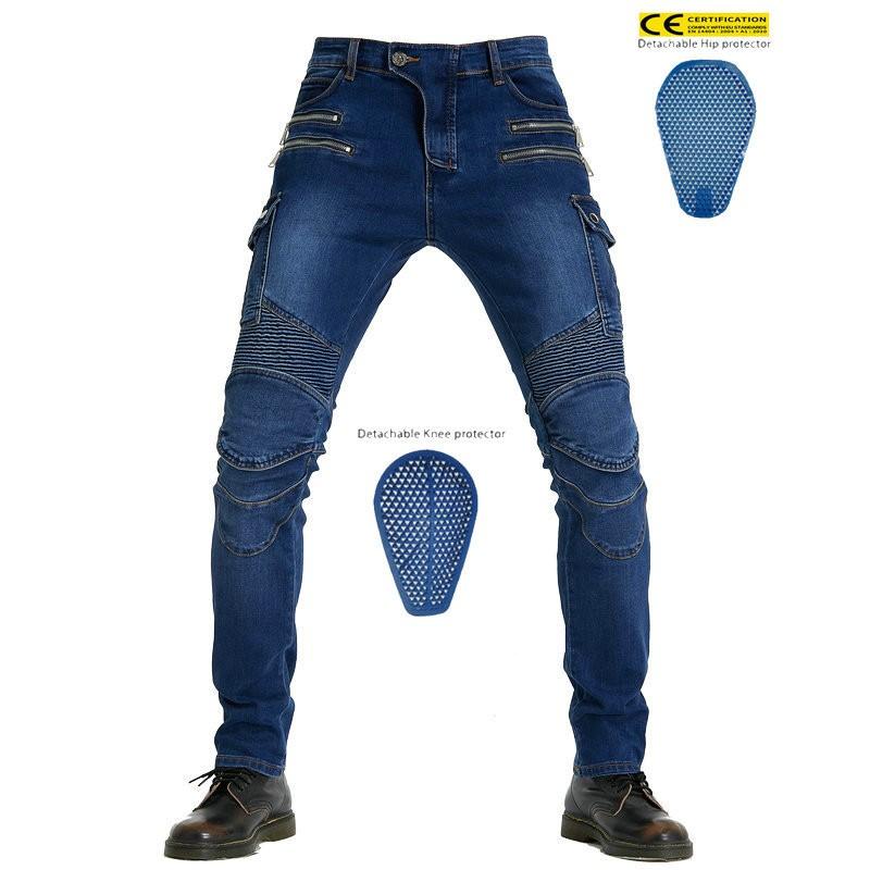 Silikon Dolgulu Koruyucu Pantolonlu Erkek Motosiklet Sürüş Kot Pantolonu Biker Sokak Giyimi Kullanımı