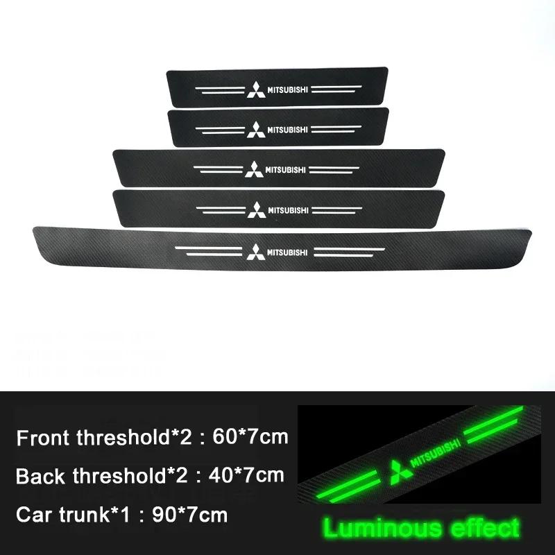 Ljusande Dörrtröskelklistermärken Skyddsfilm för Mitsubishi Lancer 9 10 ASX L200 Colt Pajero Outlander Eclipse Mirage EVO