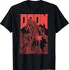 DOOM Raudonas Eskizuotas Viršelio Menas Retro Vaizdo Žaidimo Marškinėliai