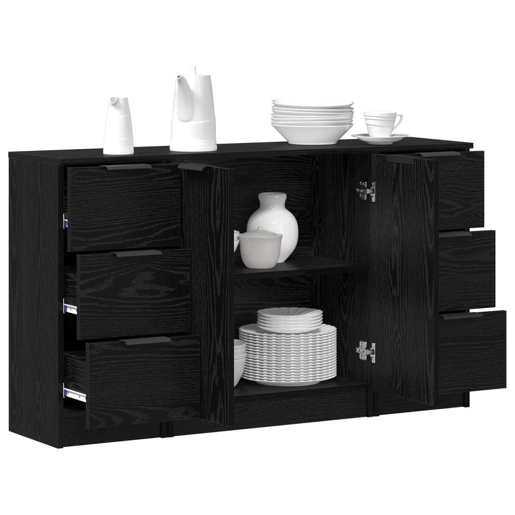 Sideboard 3 pcs Black Oak Effect Wood Based Panel