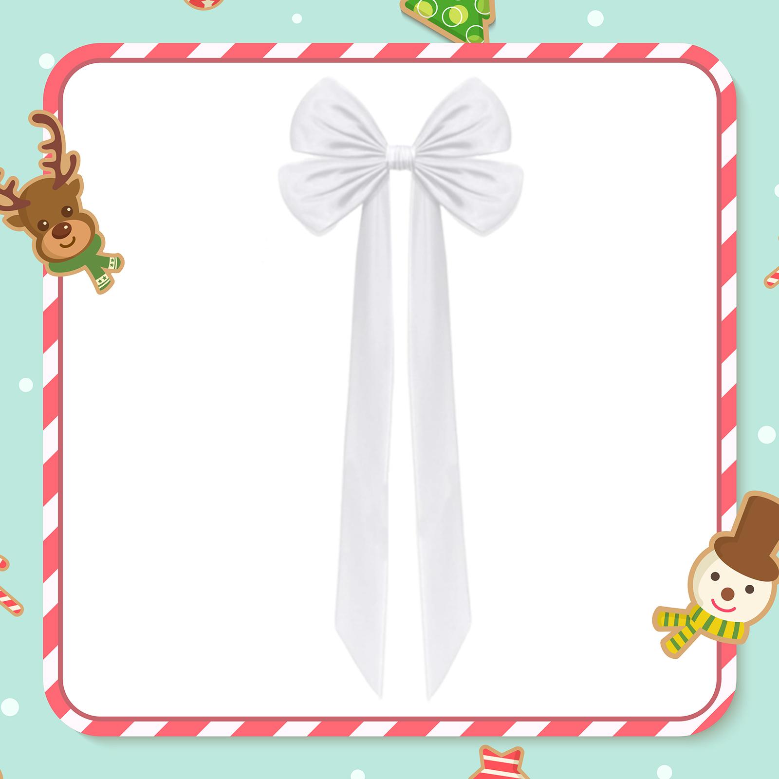Christmas Tree Topper Bow Decor Christmas Giant Bow with Long Streamers белый