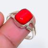 Natural Italian Red Coral Gemstone 925 Sterling Silver Jewelry Ring Size 9 ZS-1787