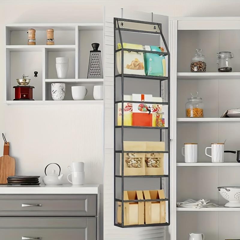 4/6-Tier Clear Window Over-the-Door Storage Organizer - Space-Saving Wall-Mounted Pocket Shelf for Cosmetics, Sundries, Bedroom, Bathroom, Office